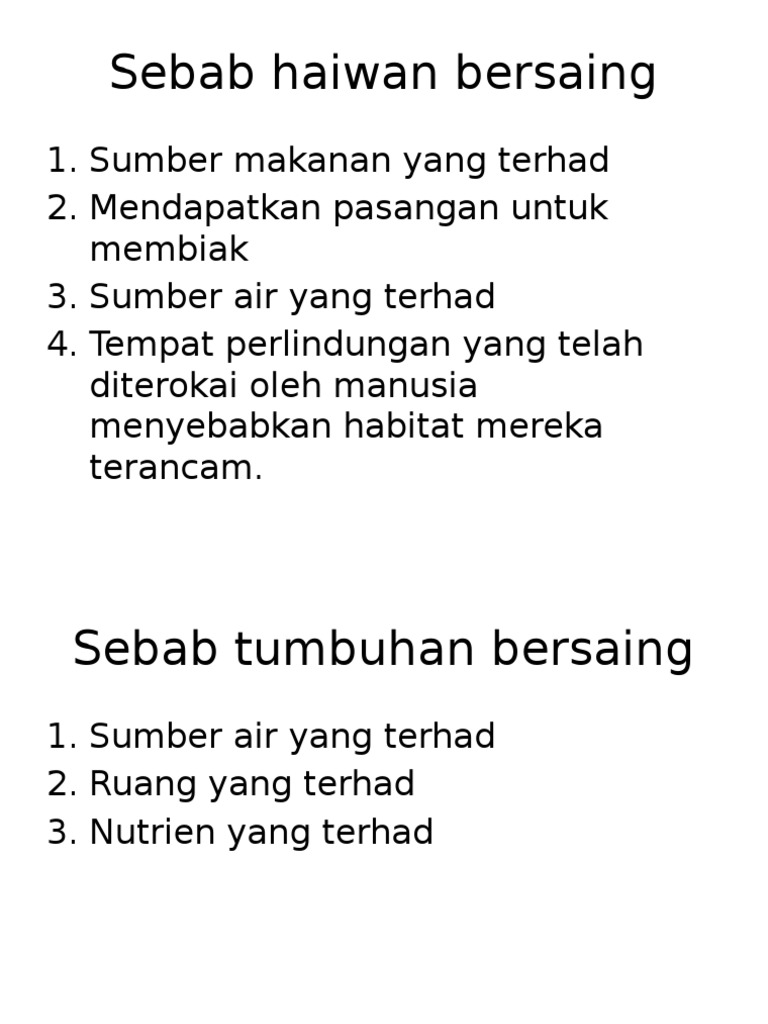 Sebab Haiwan Bersaing Pdf