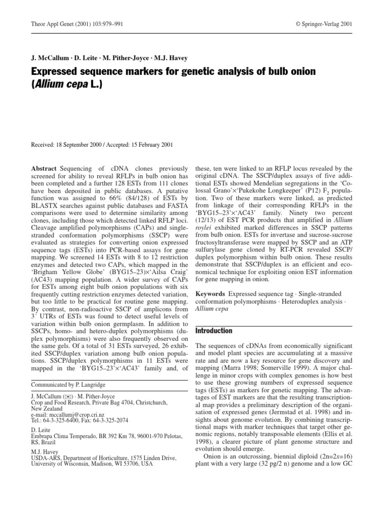 Expressed Sequence Markers PDF Gel Electrophoresis Polymerase