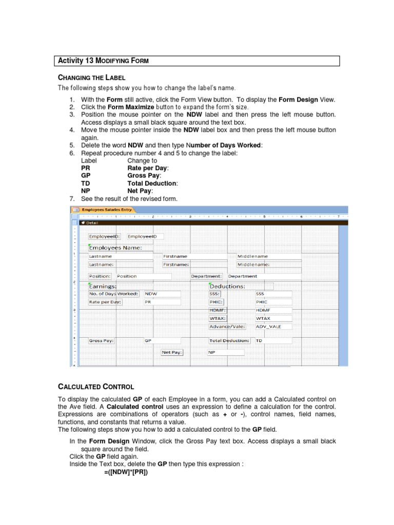 Activity 13 Modifying Form | PDF | Areas Of Computer Science | Software