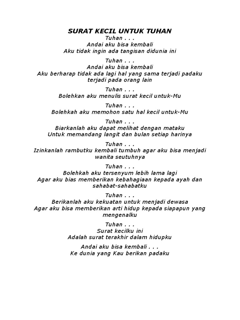 Kata Kata Surat Kecil Untuk Tuhan Kumpulan Contoh Surat