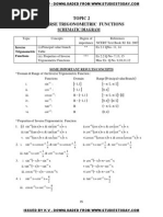 Topic 2 Inverse Trigonometric Functions: Schematic Diagram