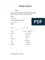 Database Creation: 1) Creating Table