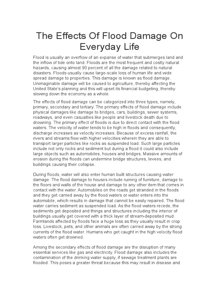 The Effects of Flood Damage On Everyday Life | PDF | Flood | Water
