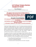Ismail Yusuf College Campus Bachao Sangharsh Samilti - Press Note 21 2 2015