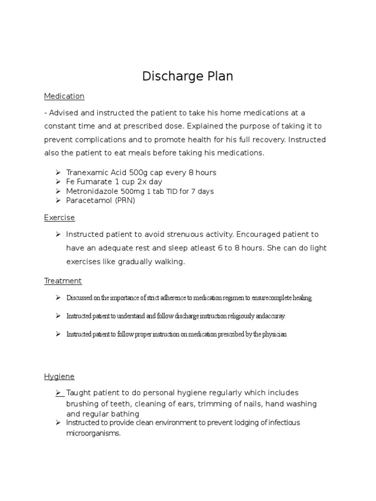 which case study provided the best discharge information