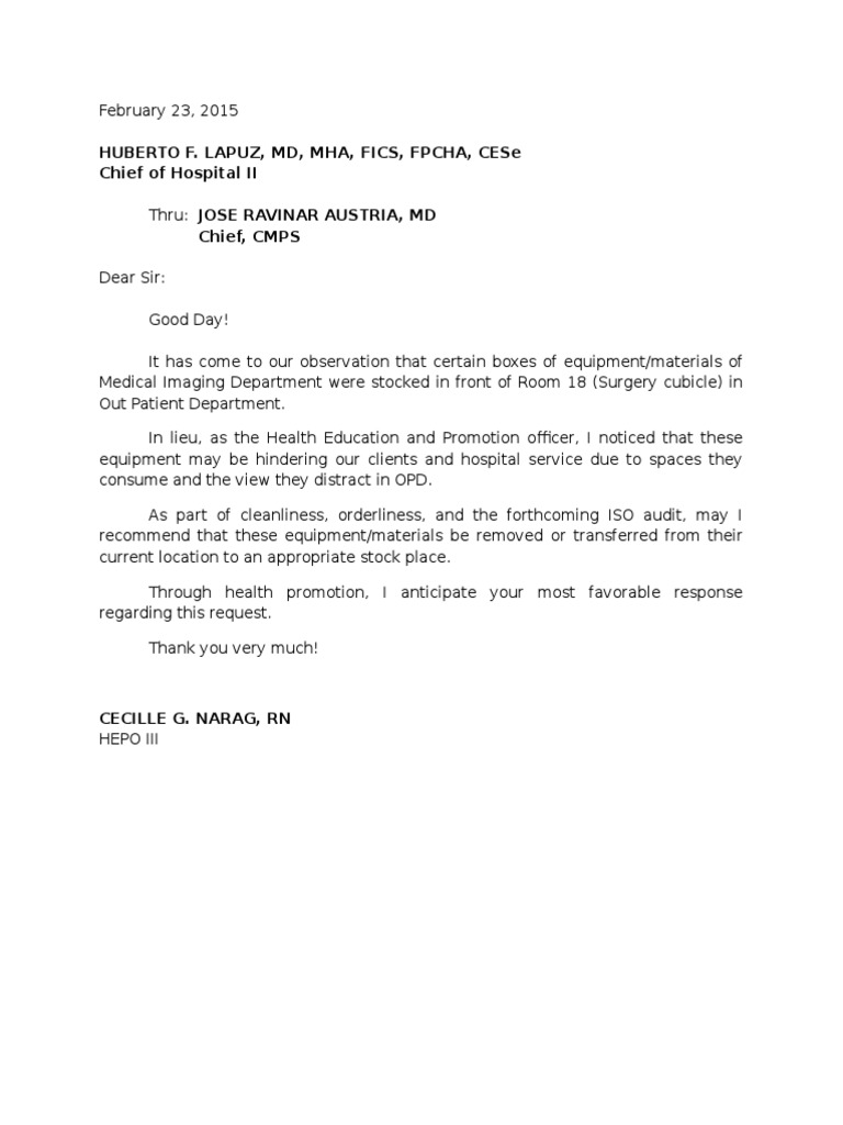 Hospital Equipment Relocation Request | PDF