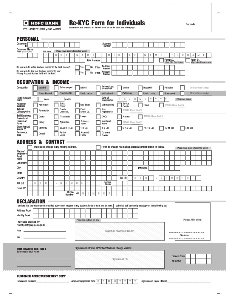 Re-KYC Form for Individual Accounts | PDF | Finance & Money Management