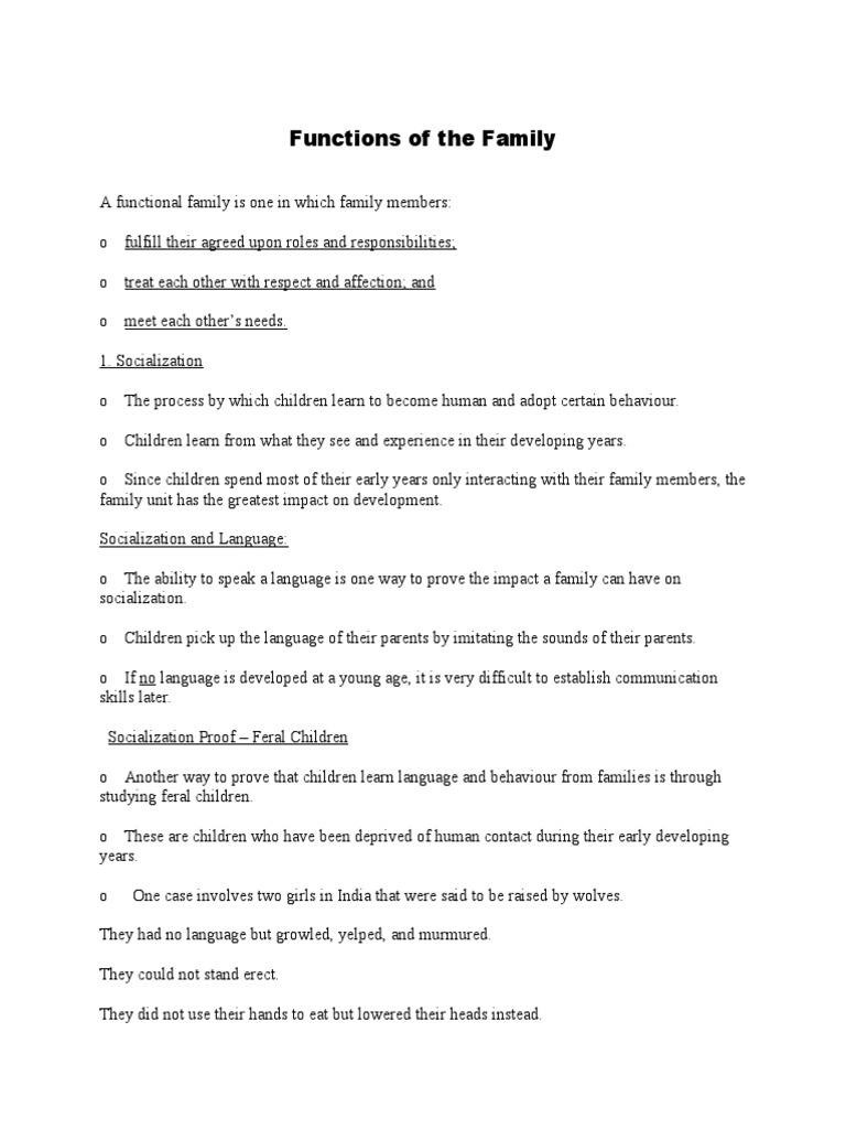 Functions of the Family in Society | PDF | Socialization | Family