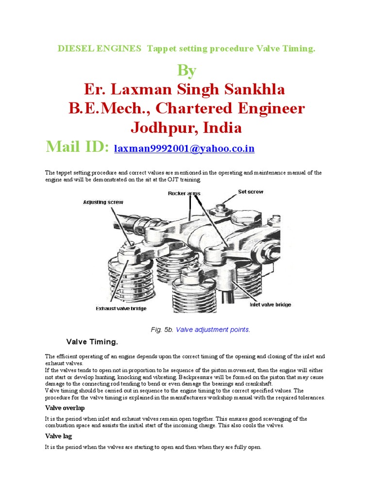 D Engine Tappet Setting Valve Timing PDF Engines Piston