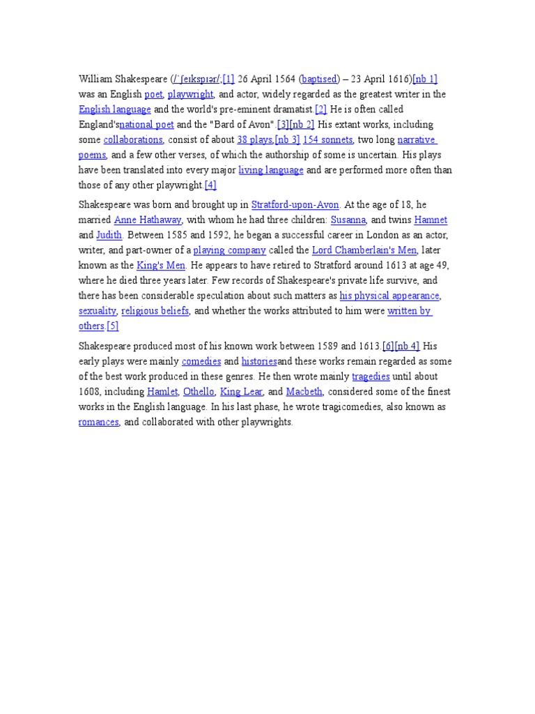 William Shakespeare | PDF
