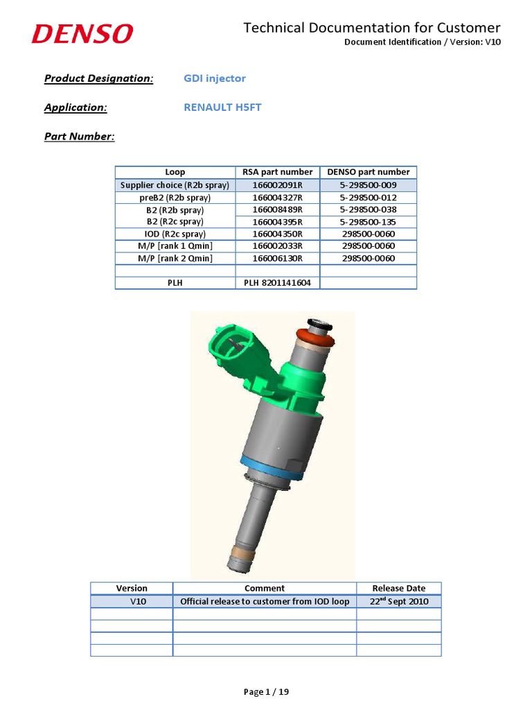 GDI DENSO Injectors Fuel Injection Mechanical Engineering