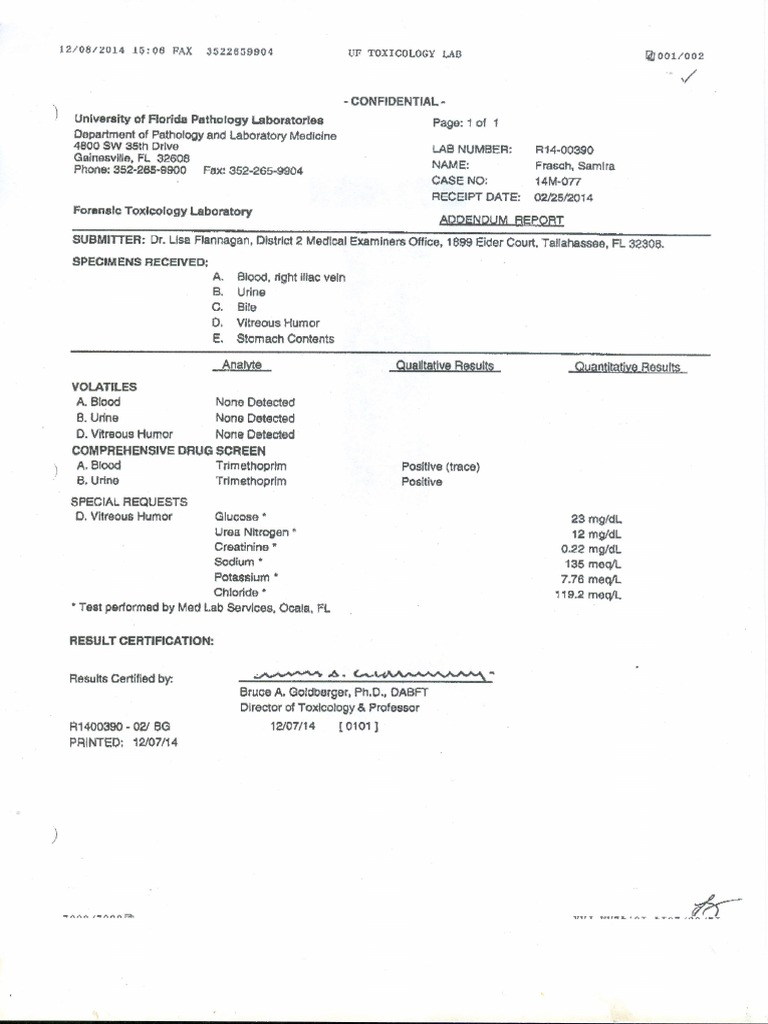 Toxicology Report