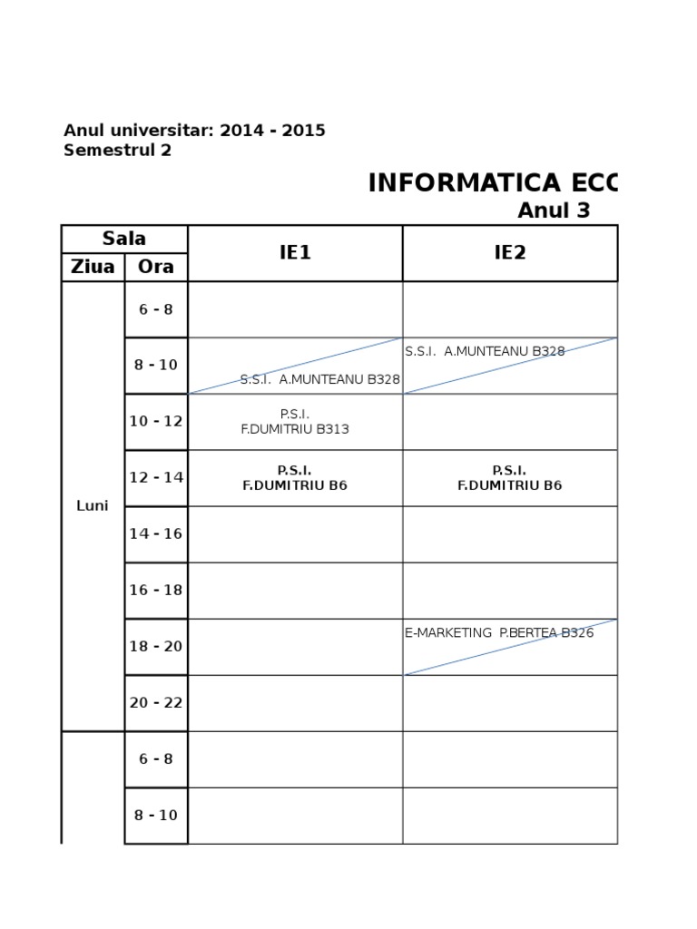 INFORMATICA - ECONOMICA - 3 Orar | PDF