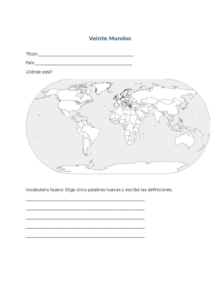 Veinte Mundos Worksheet
