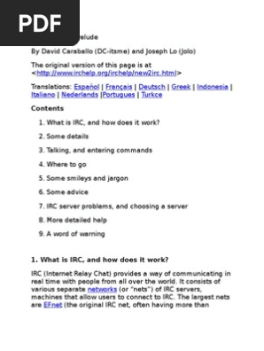 Irc Internet Relay Chat Computer Mediated Communication