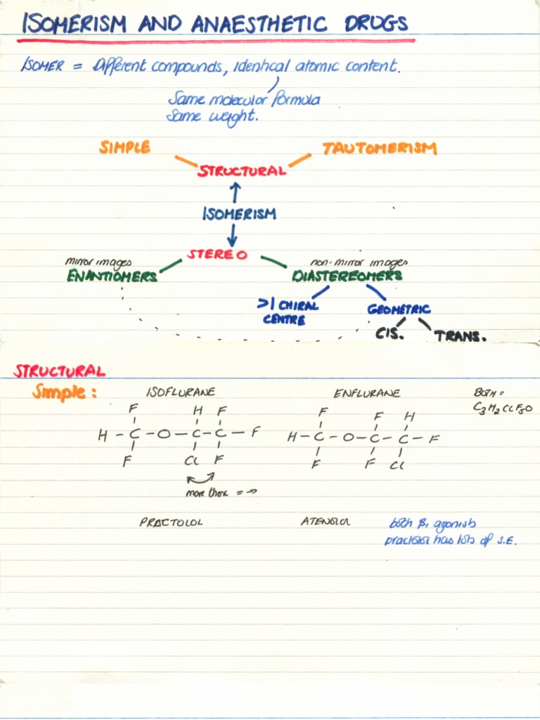 Isomerism and Anaesthetic Drugs | PDF