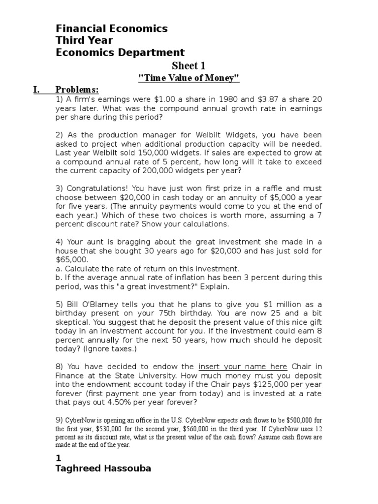 Time Value of Money Problems and Solutions | PDF | Present Value | Interest