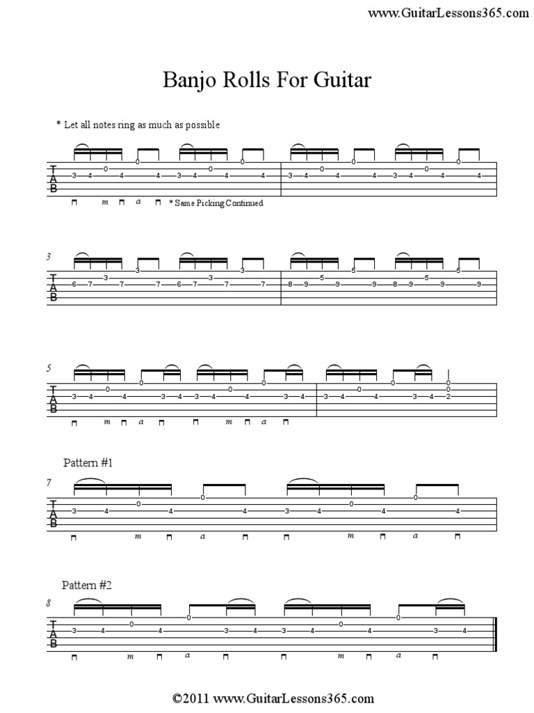 Banjo Rolls for guitar