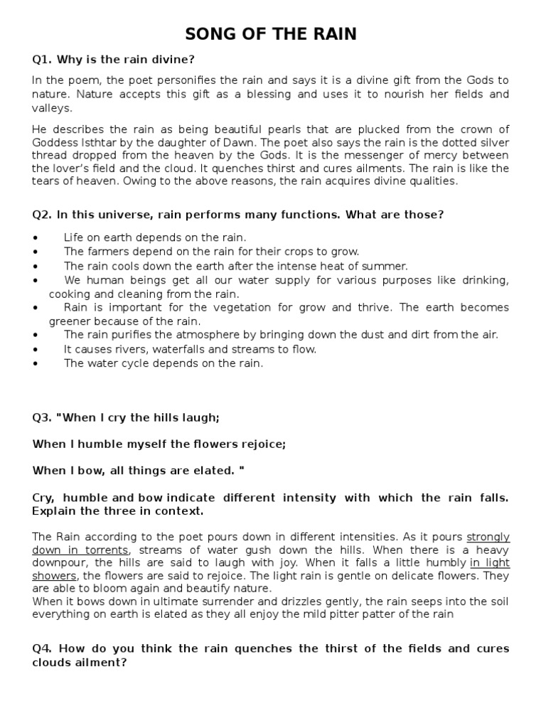 Song of the Rain: A Poetic Exploration of the Divine Qualities and ...