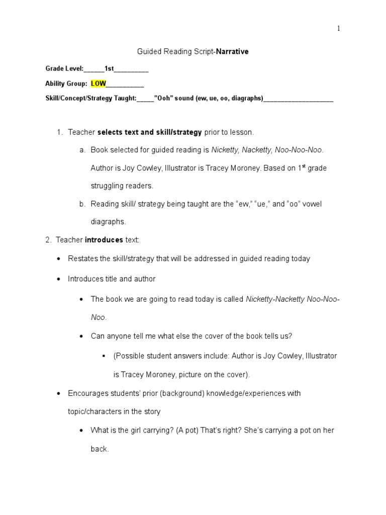 Guided Reading Script | PDF | Reading (Process) | Applied Psychology