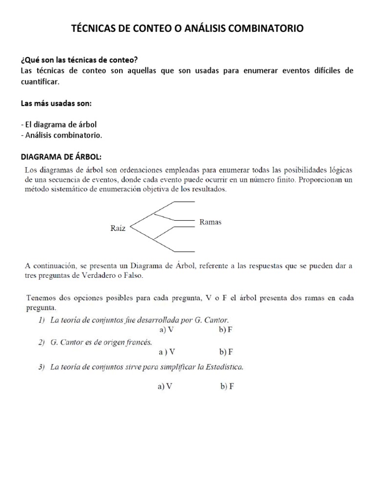 Técnicas de Conteo o Análisis Combinatorio | PDF | Métodos y materiales ...