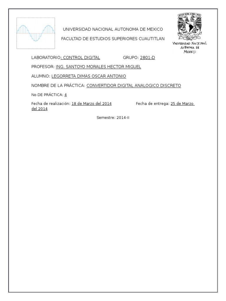 Practica 4 Control Digital Pdf Señal Analoga Convertidor Digital