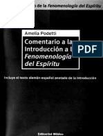 Comentario a La Introduccion a La Fenomenologia Del Espiritu Amelia Podetti