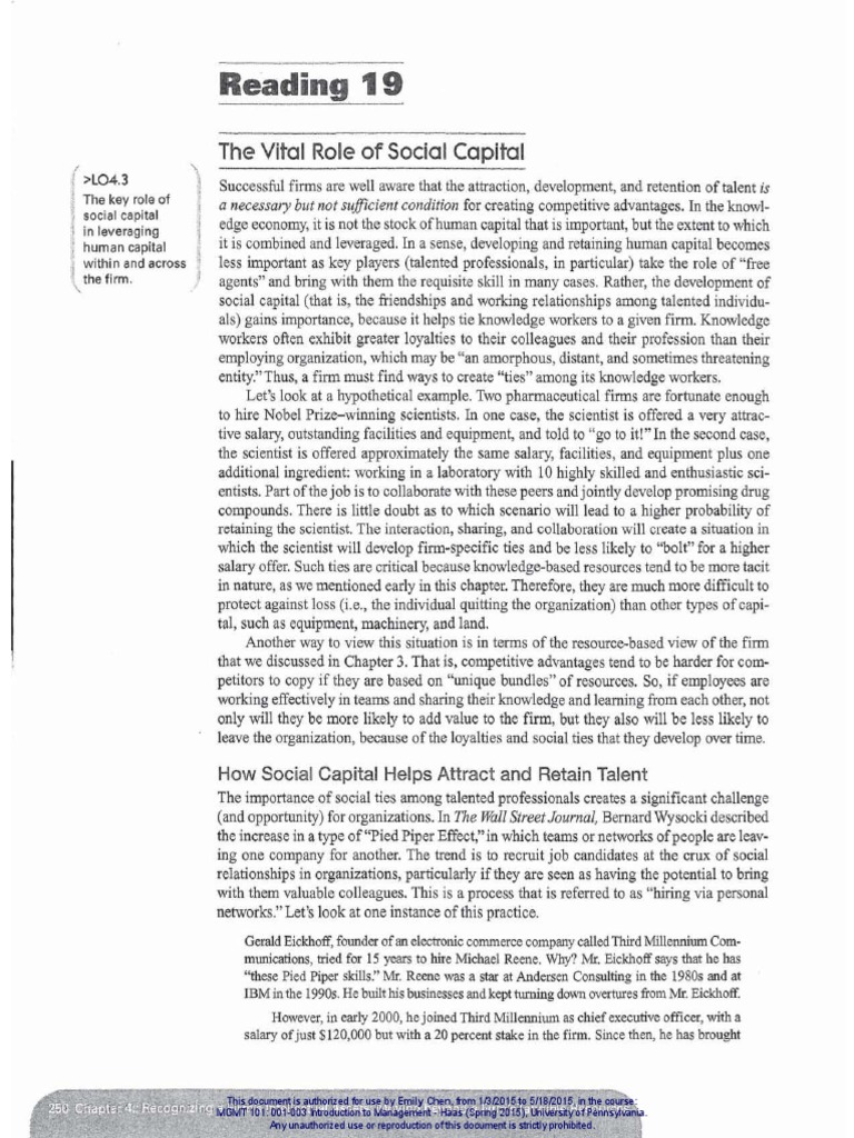 Importance of Social Capital in Firms | PDF | Social Group | Social Network