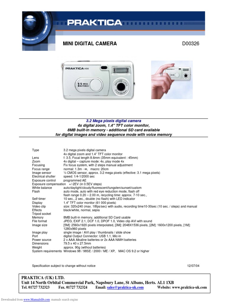 Mini Digital Camera | PDF