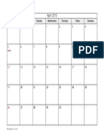 April 2015 Calendar Temp