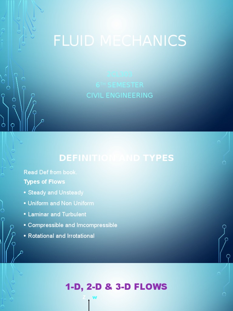 Fluid Mechanics: 2CL303 6 Semester Civil Engineering | PDF | Fluid ...