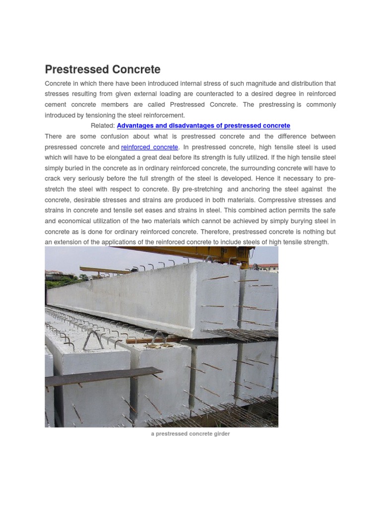 Advantages and Disadvantages of Prestressed Concrete | PDF ...