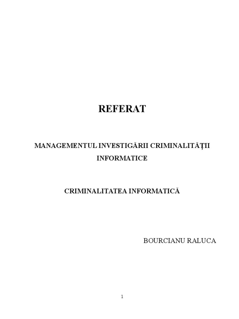 Referat Criminalitatea Informatica | PDF