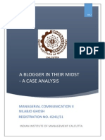 A Blogger in Their Midst - A Case Analysis: Managerial Communication Ii Nilabjo Ghosh Registration NO.-0241/51