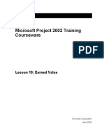 Microsoft Project 2002 Training Courseware: Lesson 19: Earned Value