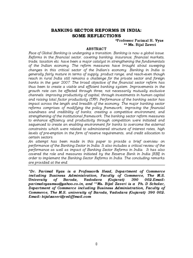 Overview of Banking Reforms in India | PDF | Reserve Bank Of India | Banks