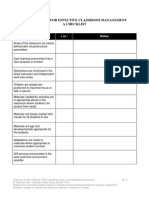 Key Elements For Effective Classroom Management A Checklist: Learning Environments + or - Notes