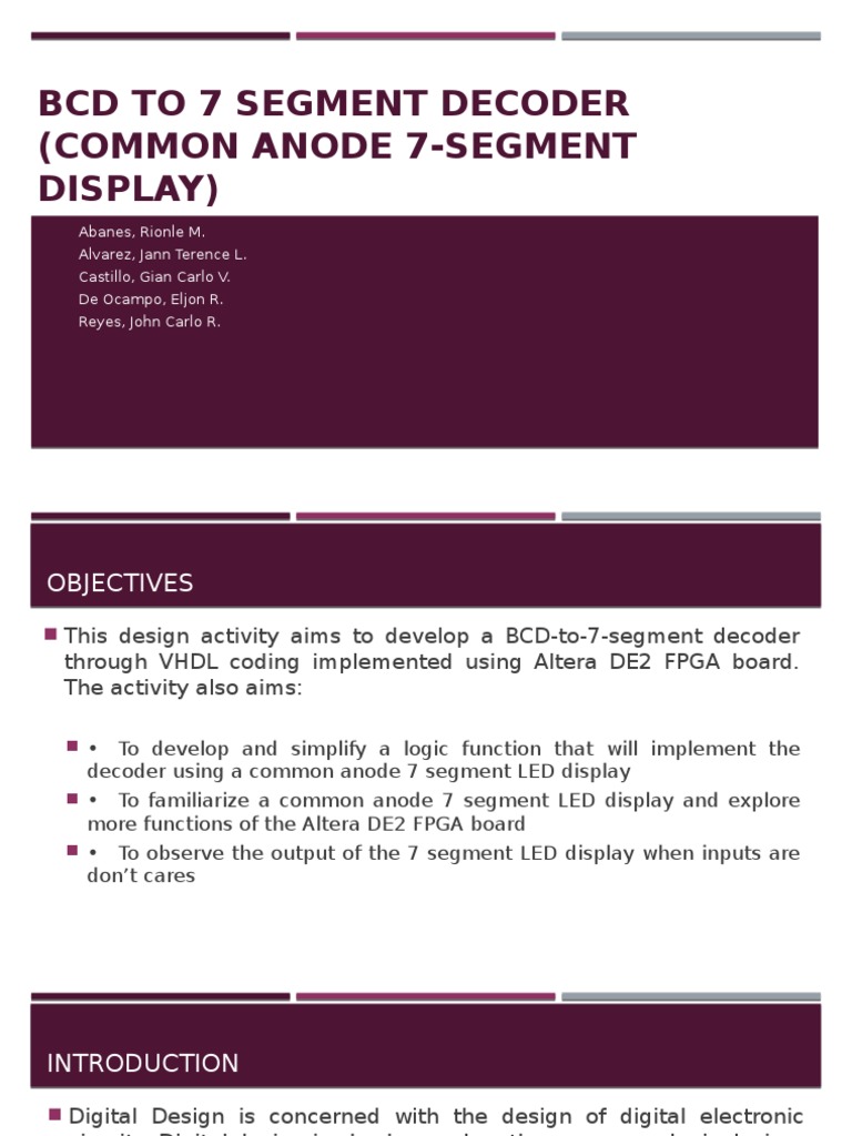 Bcd To 7 Segment Decoder Pdf Logic Synthesis Field Programmable