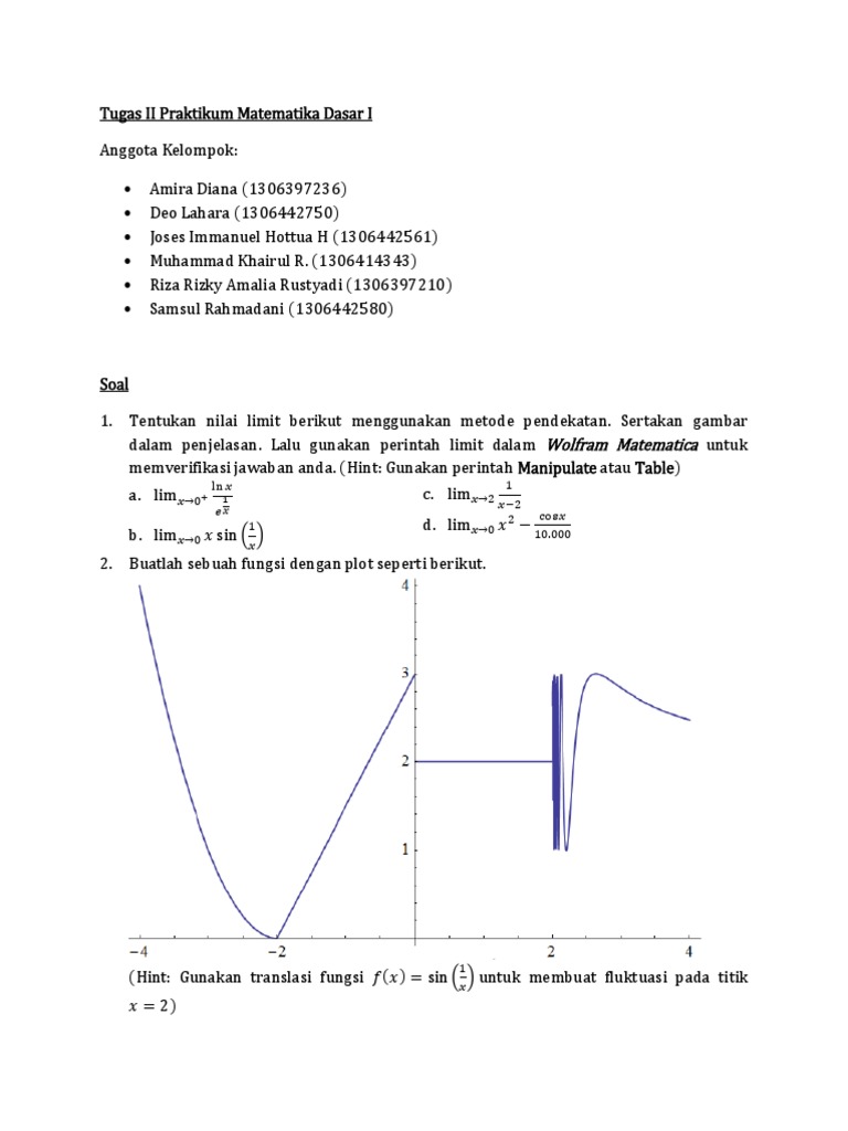 Penyelesaian Tugas Ii Praktikum Matematika Dasar I
