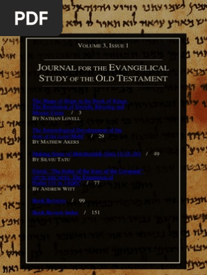 Journal For The Evangelical Study Of The Old Testament - 