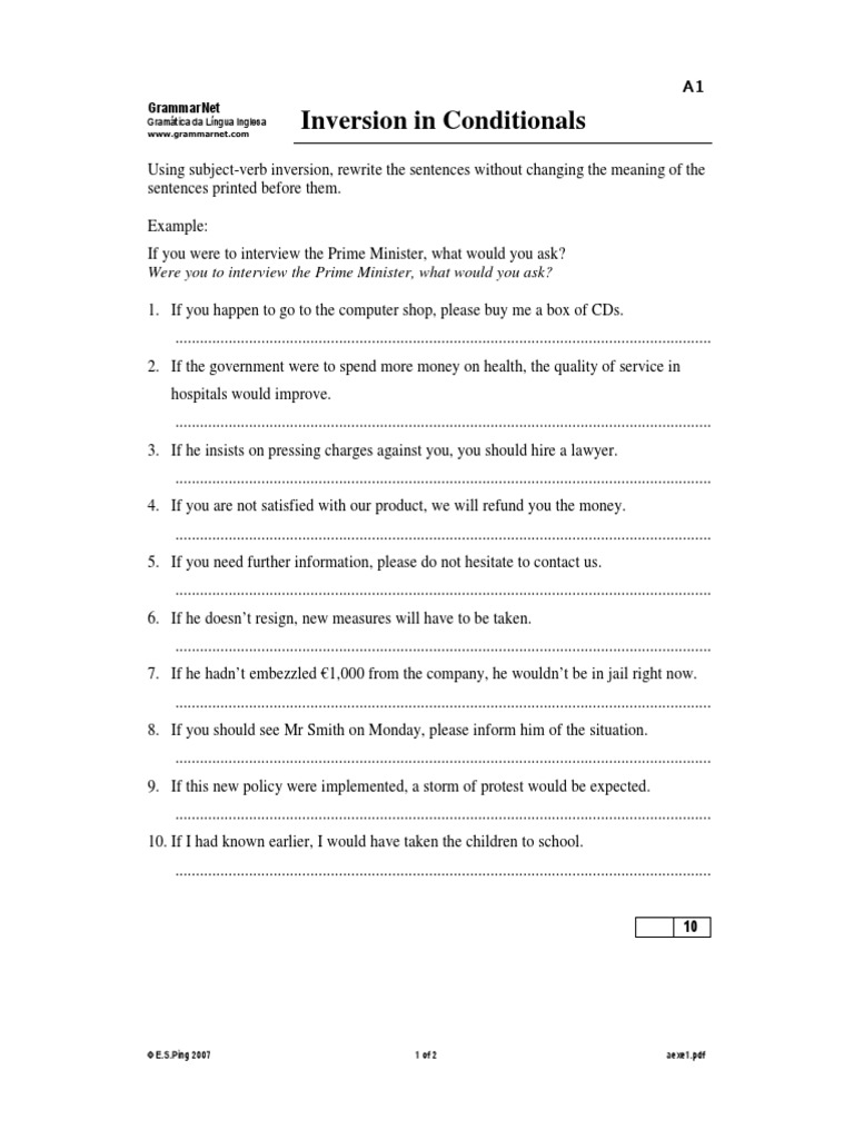 Inversion Conditionls 3 Advanced | PDF | Government