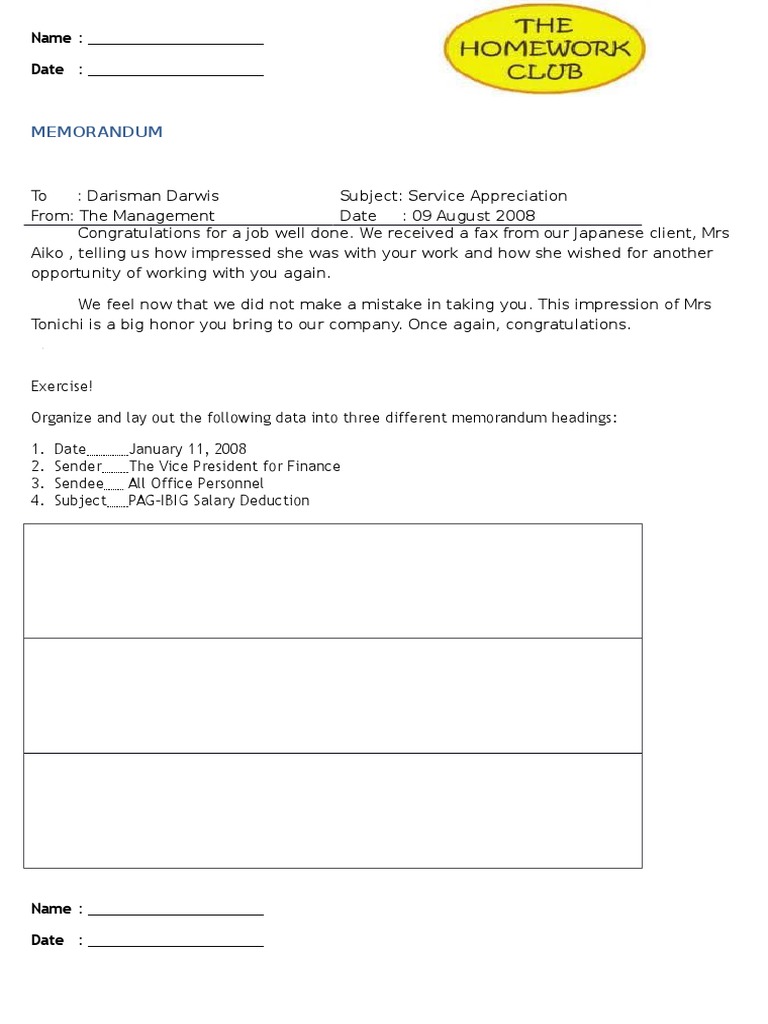 Memorandum Task | PDF | Business
