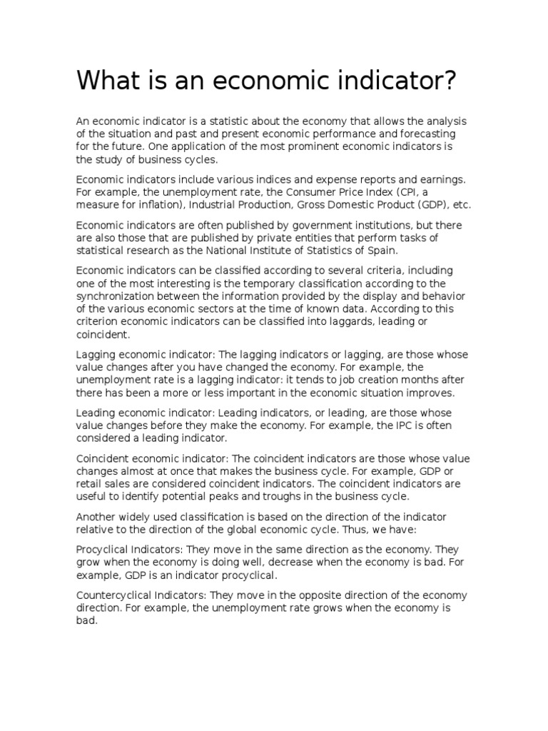 What Is An Economic Indicator PDF Economic Indicators Procyclical
