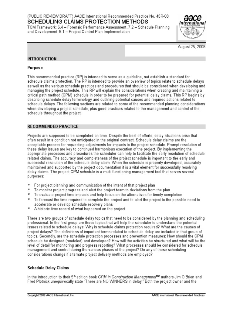 Scheduling Claims Protection | PDF | Engineering | Business