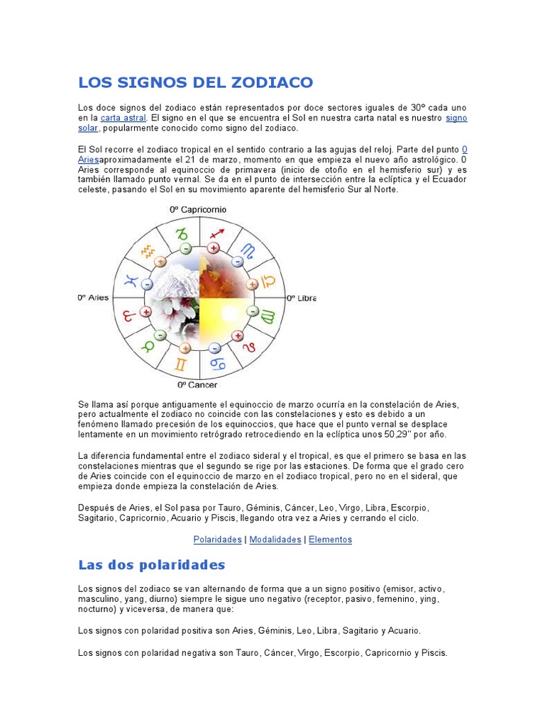 Signos del Zodiaco: Características y Elementos | PDF | Zodíaco | Signo ...