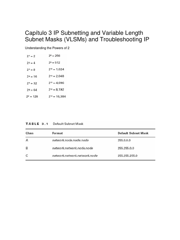 Capítulo 3 Ip Subnetting and Variable Length Subnet Masks (VLSMS) and ...