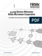 Analog Devices Welcomes Hittite Microwave Corporation: No Content On The Attached Document Has Changed