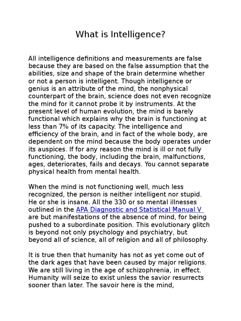 Definition Of Intelligence Apa – WFNL