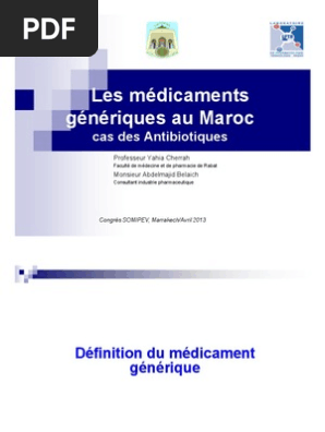 Les Mdicaments Gnriques Somipev Pr Cherrah Pdf Medicament Generique Medicament