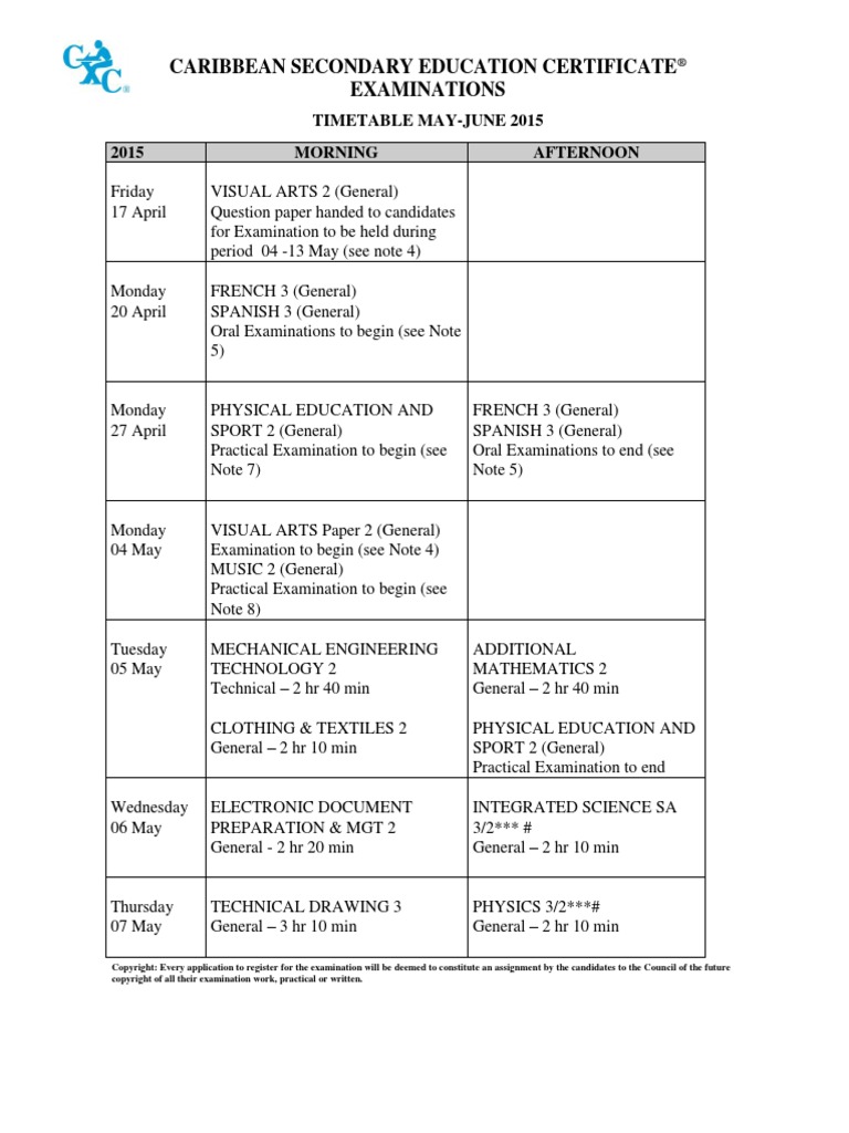 Cxc student portal timetable image